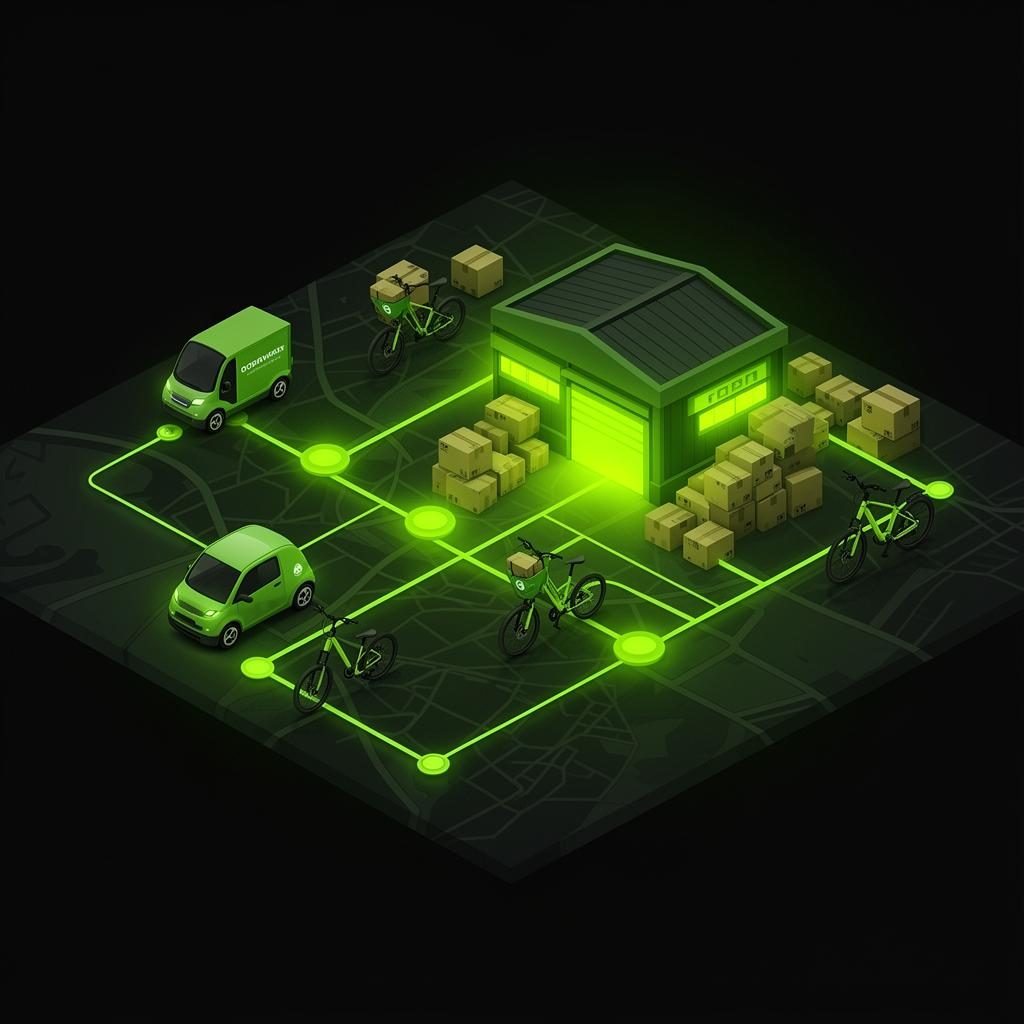 GreenRapid logistics and delivery network illustration